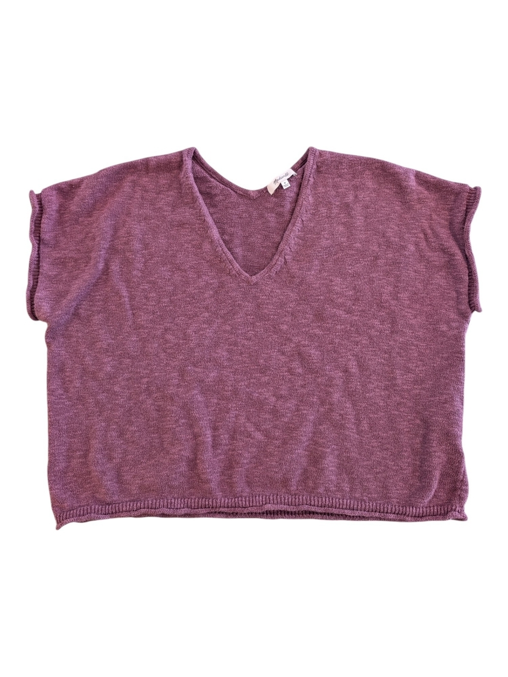 Madewell Mauve V-Neck Short Sleeve Knit Top